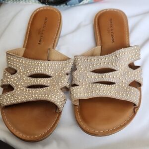 Rock & Candy Beige Studded Slide Sandals